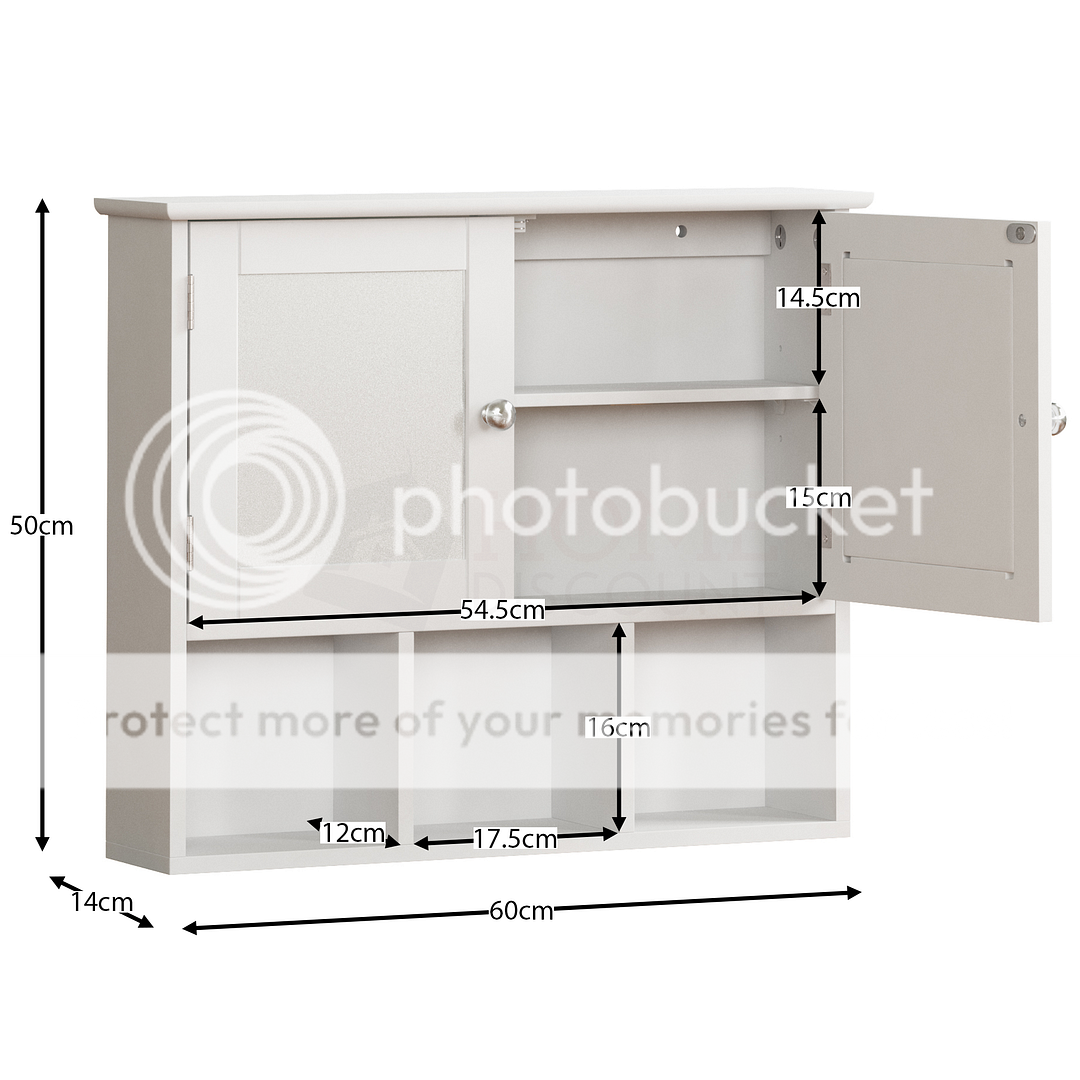 Bathroom Single Double Door Wall Mounted Tallboy Cupboard MDF